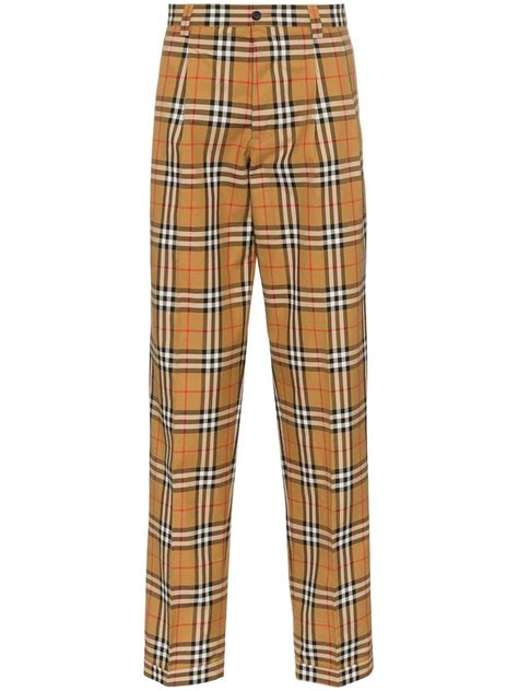 burberry classic check print tailored cotton trousers|burberry nylon trousers.